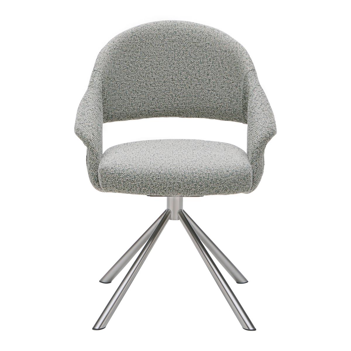 Drehstuhl Perama Edelstahlfarben/Pastellgrün - Edelstahlfarben/Pastellgrün, MODERN, Textil/Metall (61/83/61cm) - Mömax