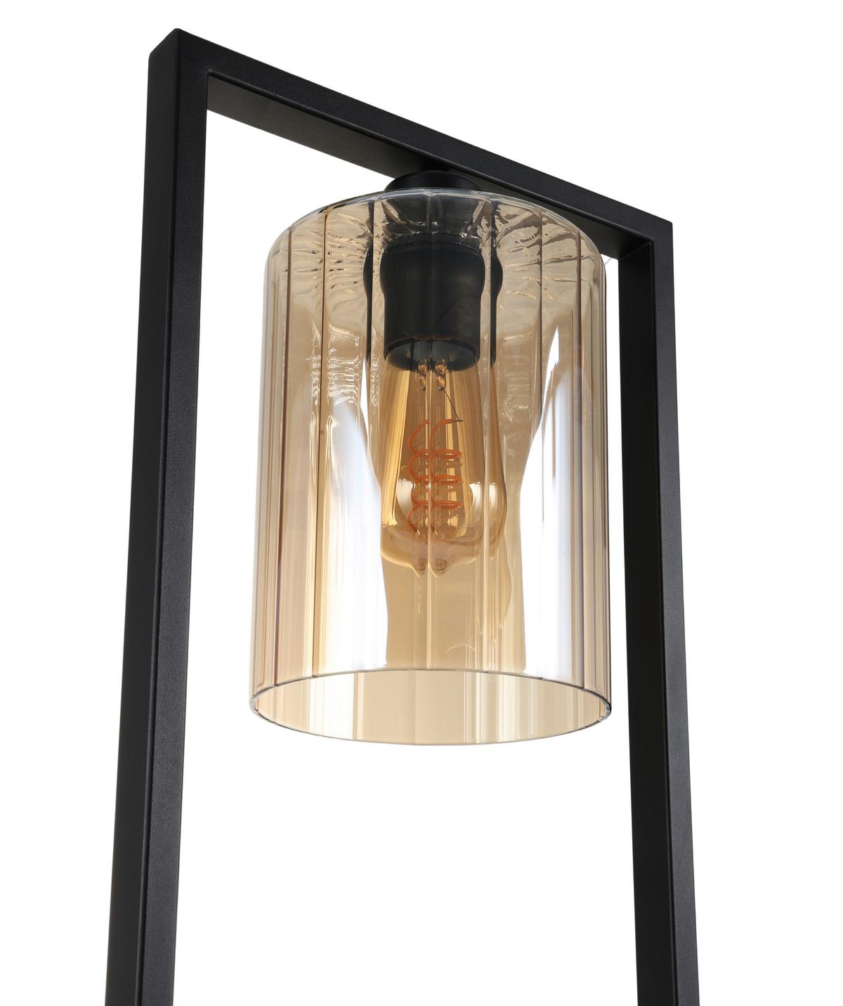 Stehleuchte Ambi Schwarz/Bernsteinfarb. 25 W - Bernsteinfarben/Schwarz, MODERN, Glas/Metall (30/140cm)
