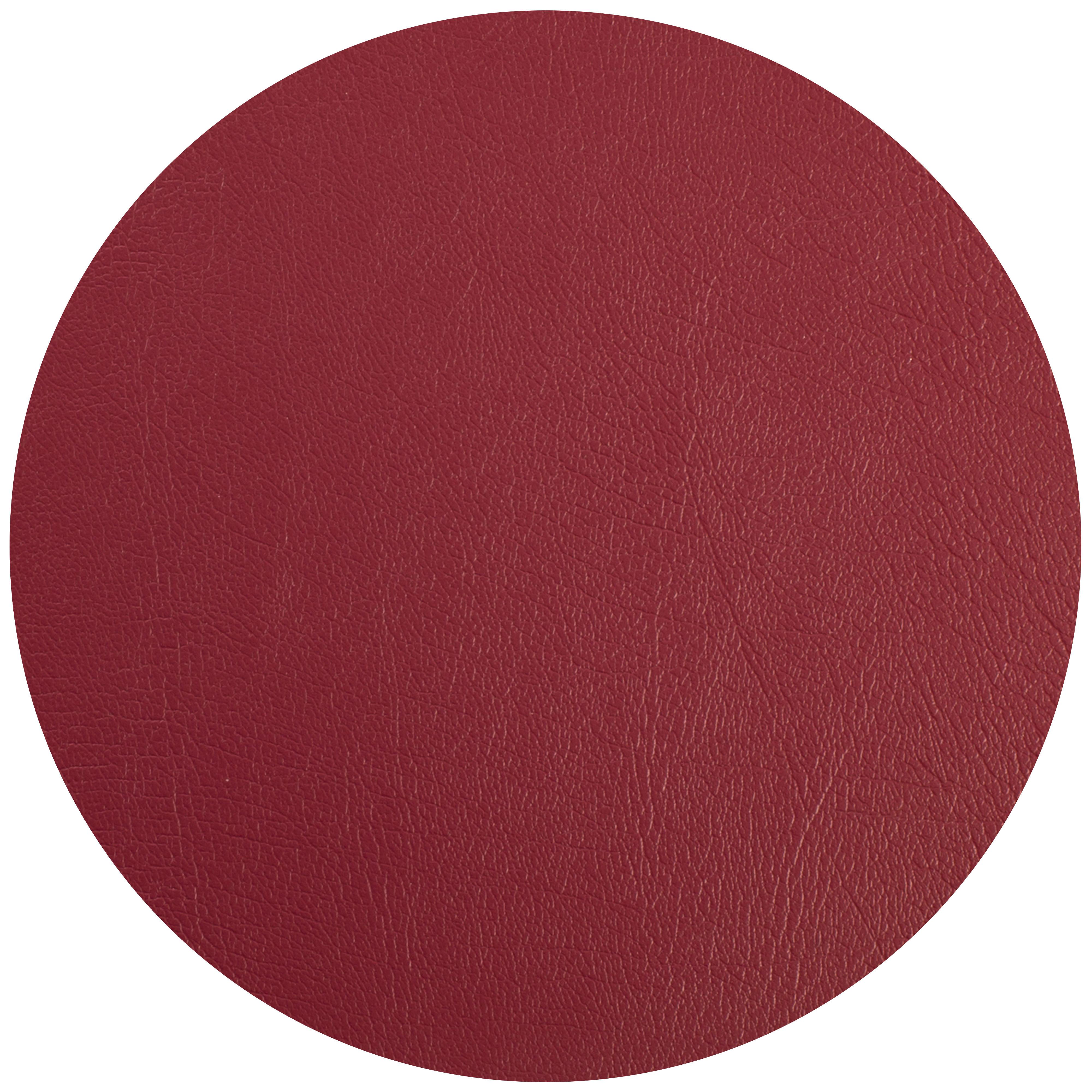 Untersetzer Jette aus Leder Ø ca. 10cm - Weinrot, Leder (10cm) - Premium Living