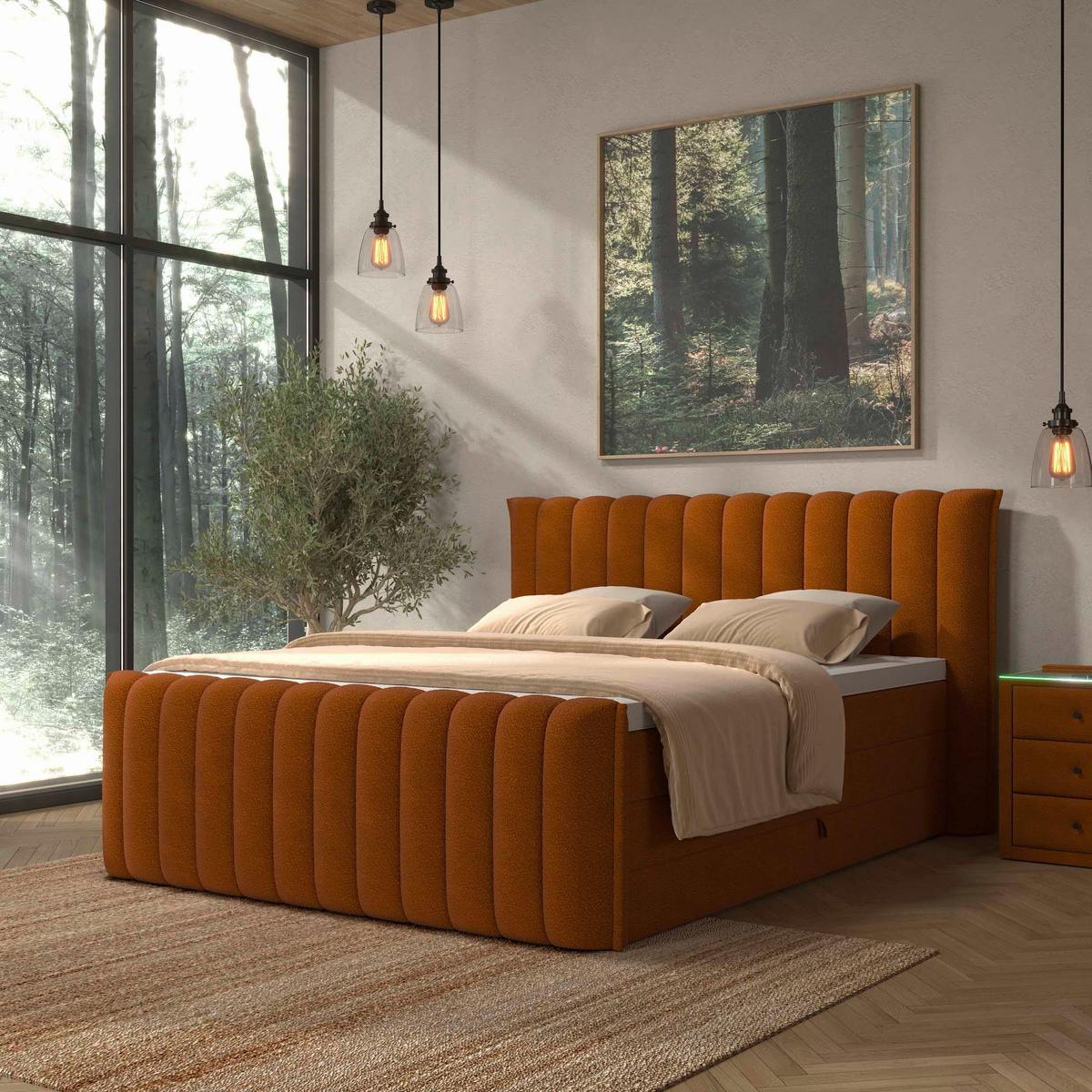 PAT BOXSPRING LINA - ruginiu, Konventionell, plastic/lemn (180/200cm) - Premium Living