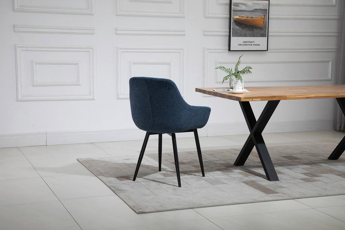 Set Naslanjačev Lena, Temno Modra, 2-Delni - črna/temno modra, Moderno, kovina/tekstil (64/86/59cm) - Livetastic