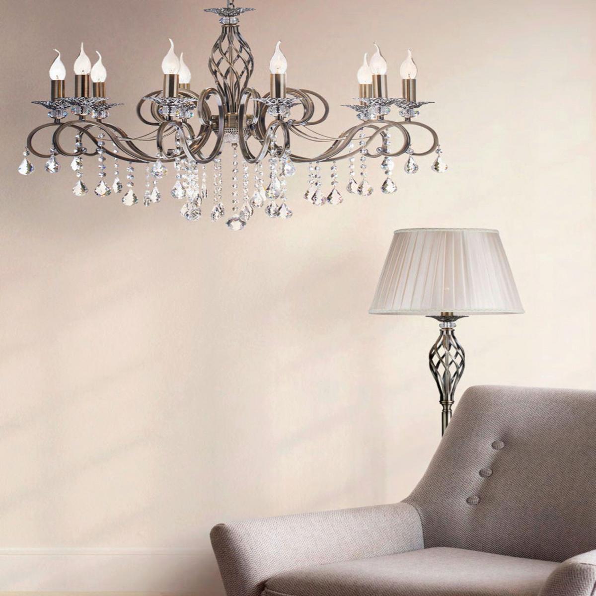STEHLEUCHTE GRACE - Messingfarben, Basics, Glas/Textil (38/165/38cm) - MAYTONI