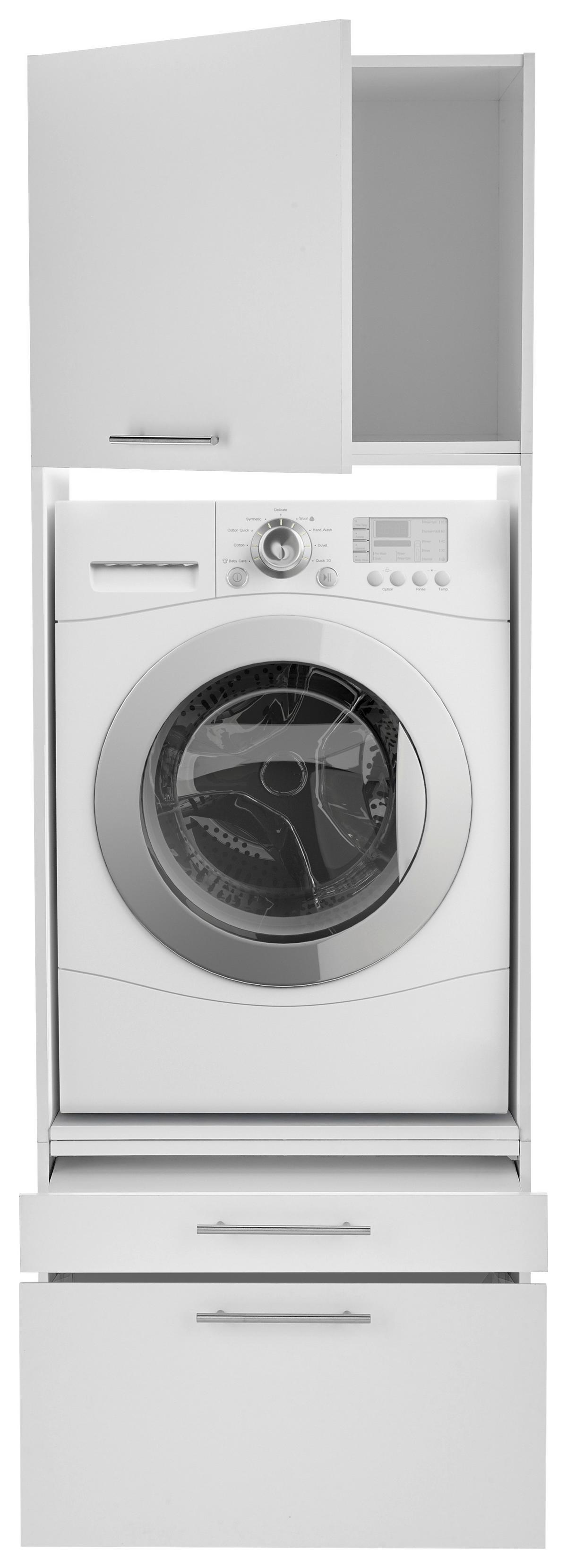 Waschmaschinenschrank Clara Weiß B: ca. 67,4 cm - Edelstahlfarben/Weiß, KONVENTIONELL, Holzwerkstoff/Metall (67,4/200/67,6cm) - Respekta