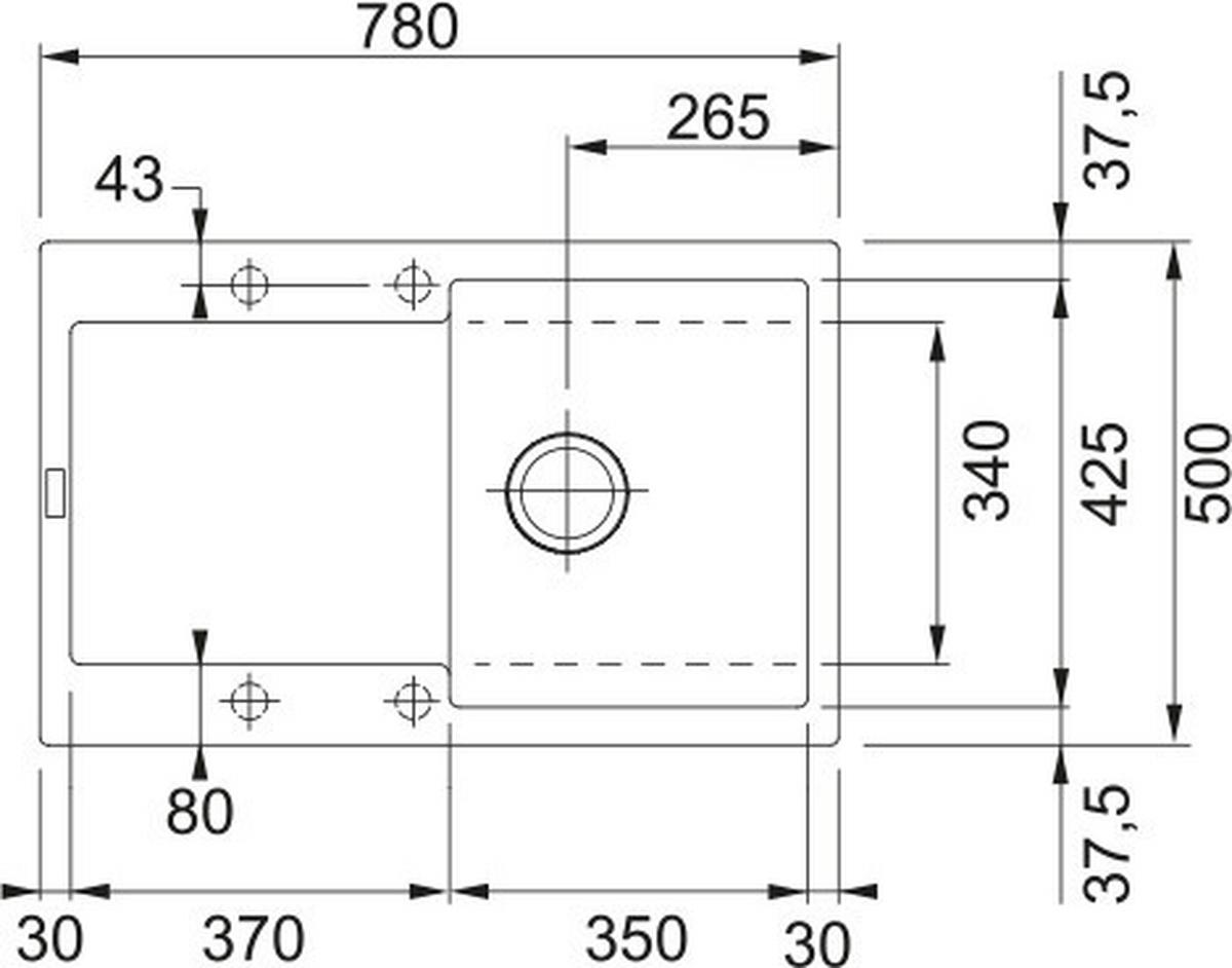Spüle 1140723980 Druckknopfventil - MODERN (78/50cm) - Franke
