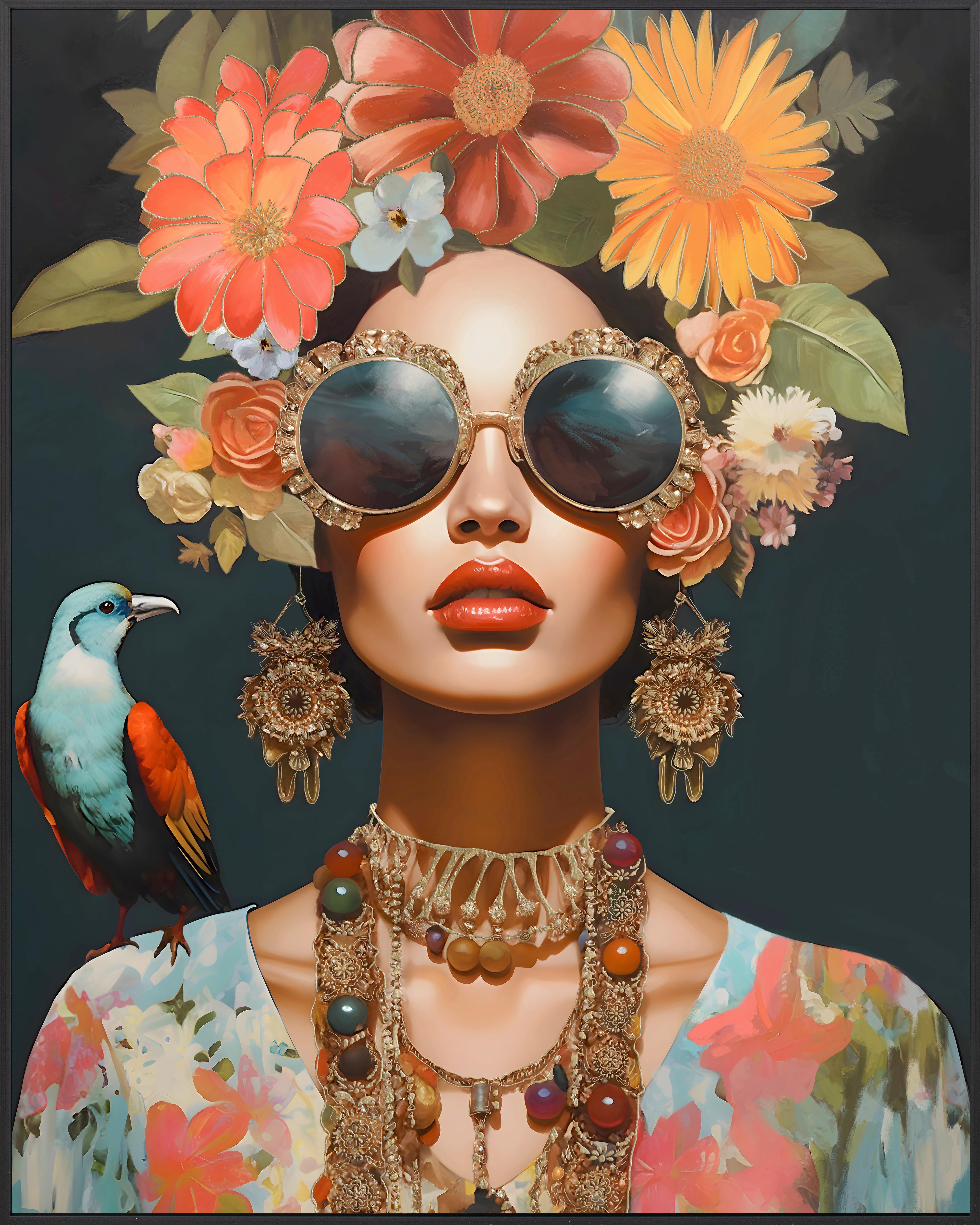 Leinwandbild Hippie Multicolor ca. 82,6x102,6cm - Multicolor/Schwarz, Modern, Holzwerkstoff/Kunststoff (82,6/102,6/3,8cm) - Mömax