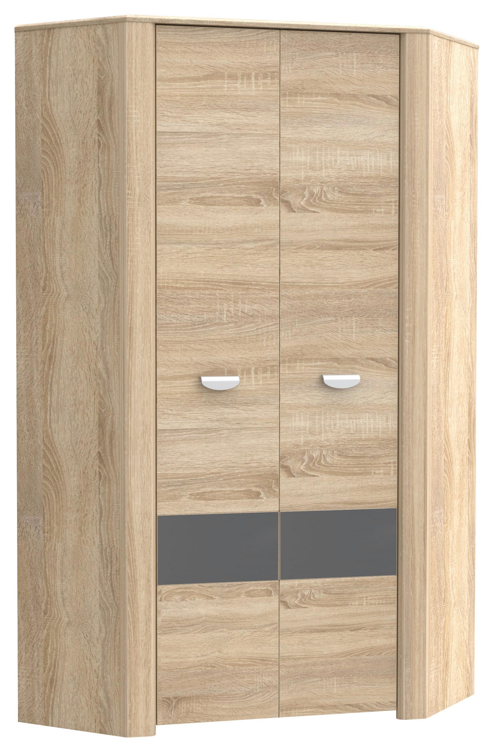 Kotna Omara Za Oblačila Yoop, Barva Hrasta, Antracit - siva/barve aluminija, Design, kovina/umetna masa (97.4/194,4/97,4cm) - Carryhome
