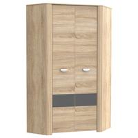 Kotna Omara Za Oblačila Yoop, Barva Hrasta, Antracit - siva/barve aluminija, Design, kovina/umetna masa (97.4/194,4/97,4cm) - Carryhome