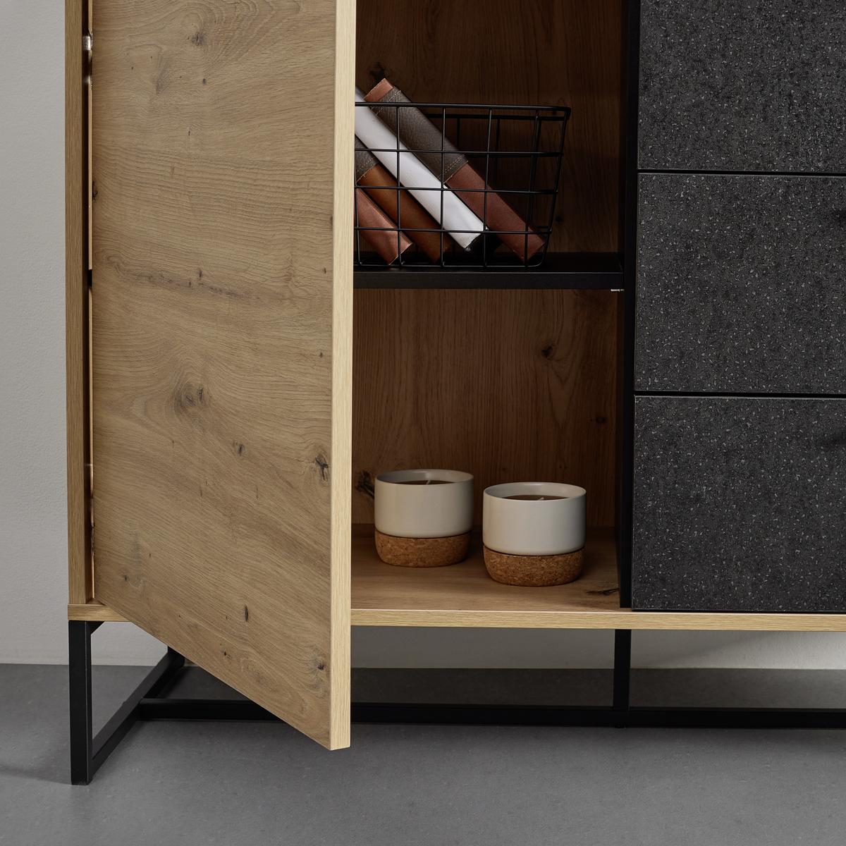 Sideboard Fosca Eichenfarben/Schwarz MDF - Eichefarben/Schwarz, MODERN, Metall (100/76/40cm) - Bessagi Home