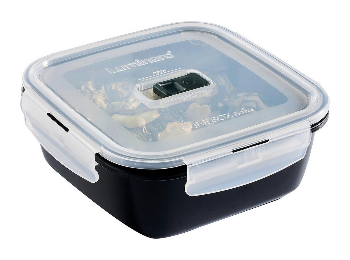 Set Posod Za Shranjevanje Black Box, 2-Delni - črna/prozorno, Basics, steklo - Creatable