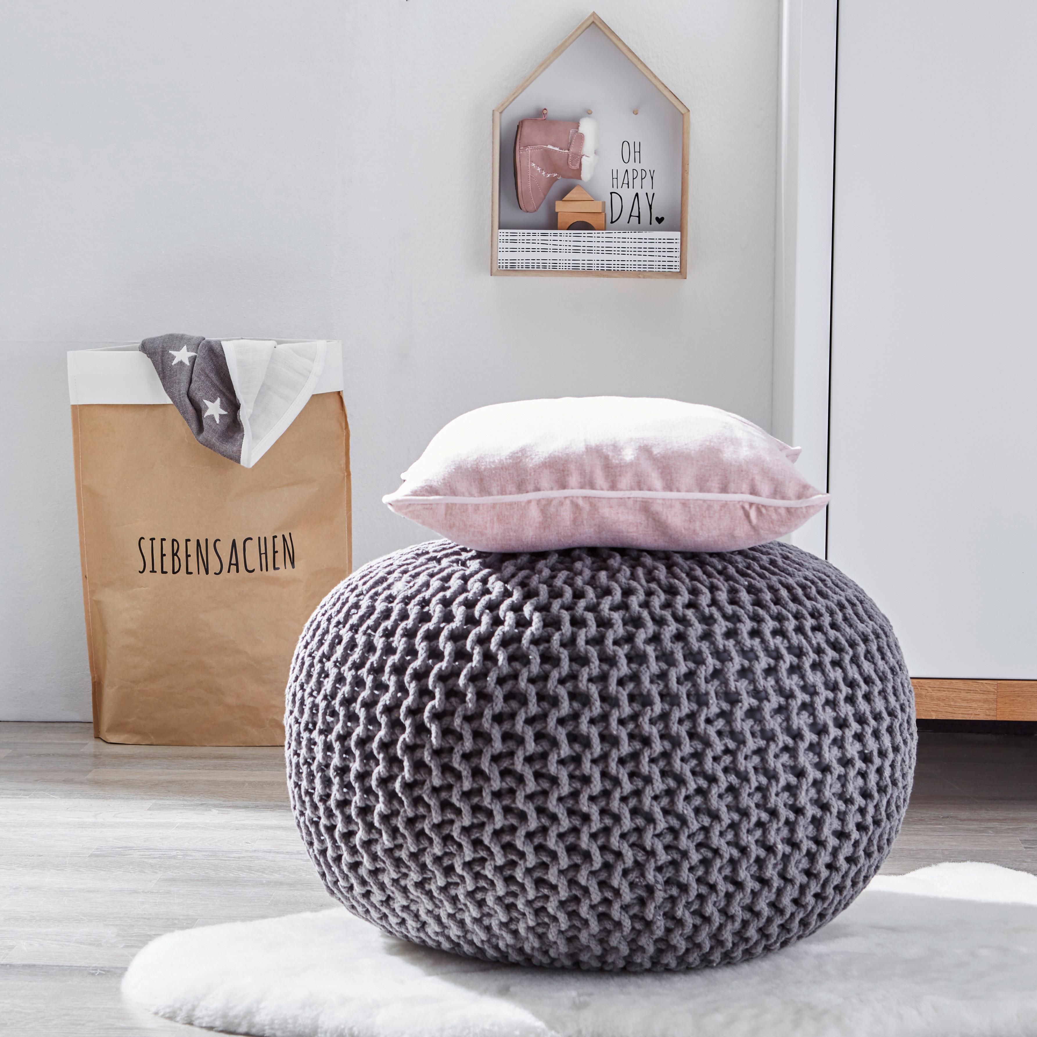 PUF BERGEN - szary, Trend, tkanina (55/55/35cm) - Linea Natura