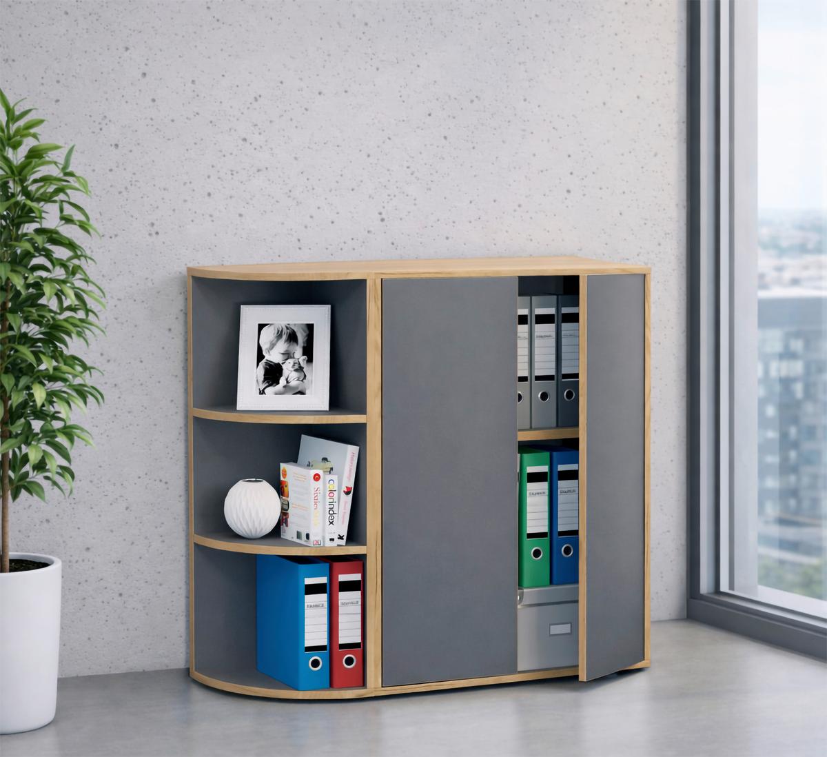 Eckregal Salia Anthrazit/Honigeiche - Honigeiche/Anthrazit, Design, Holzwerkstoff/Kunststoff (33/110/33cm) - Livetastic