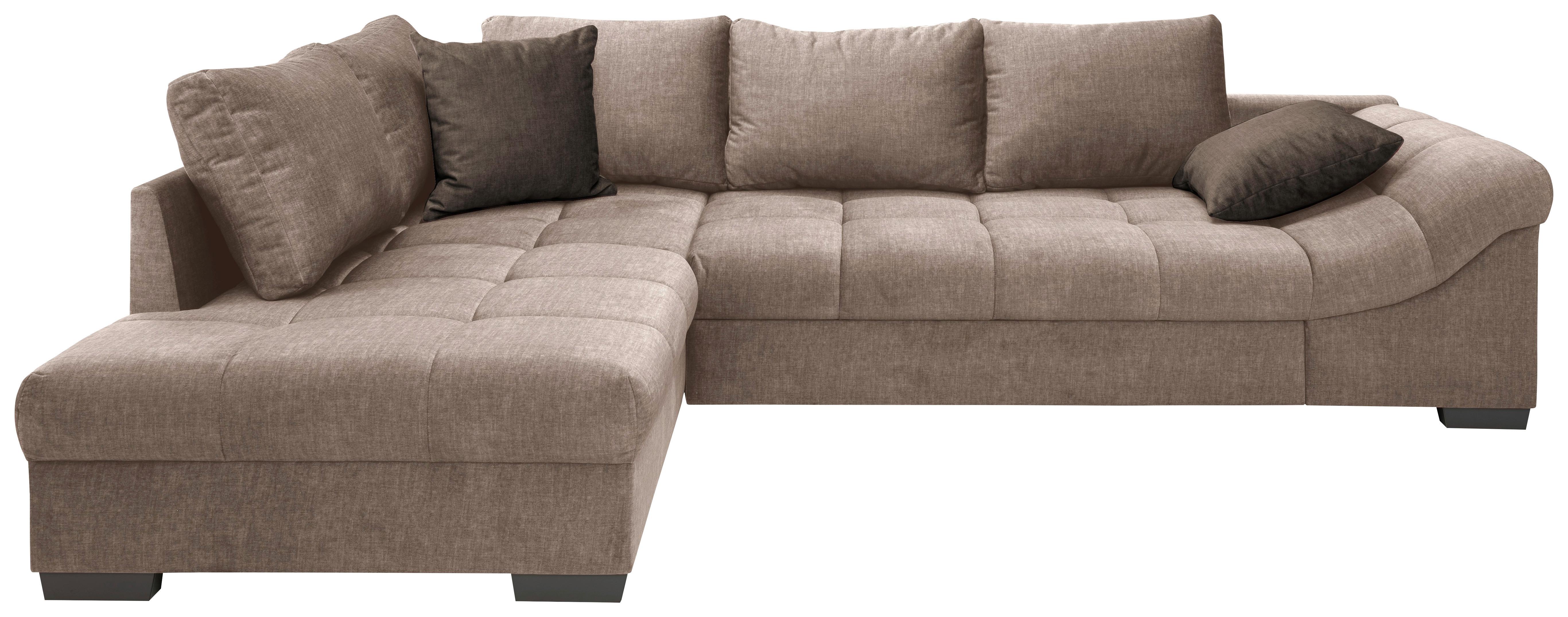 Wohnlandschaft Alvito Hellbraun Velours - Hellbraun/Dunkelbraun, MODERN, Holz/Textil (202/298cm) - MID.YOU