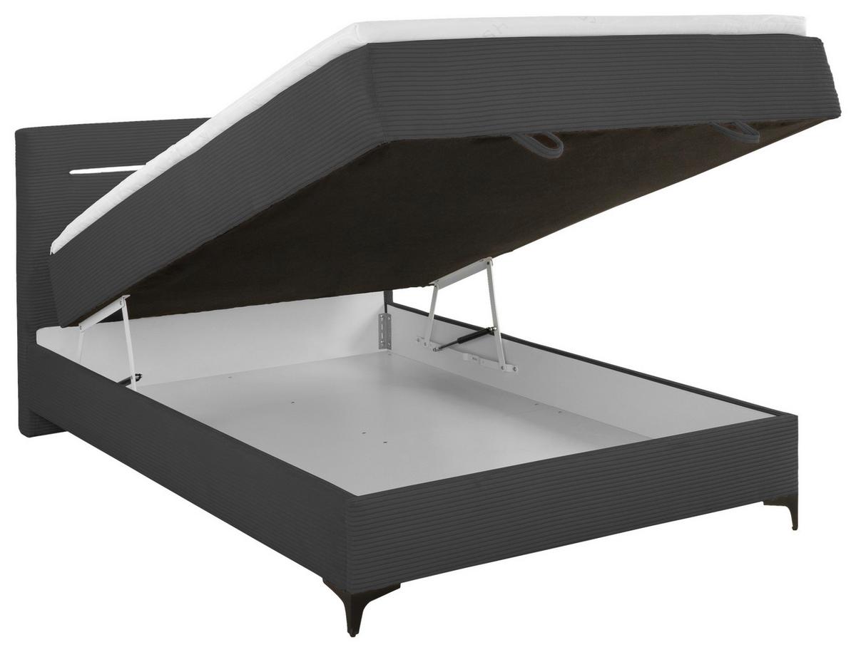 Boxbett Jerry Dunkelgrau ca. 100x200cm - Dunkelgrau/Schwarz, KONVENTIONELL, Textil (100/200cm) - Mömax