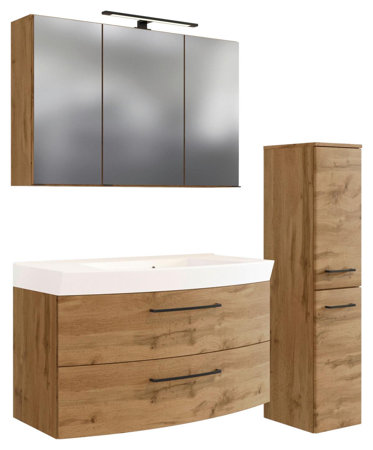 Badezimmer Manchester 3-tlg. ca. 130 cm Wotan Eiche - Eichefarben/Weiß, MODERN, Keramik/Holzwerkstoff (130cm) - Held