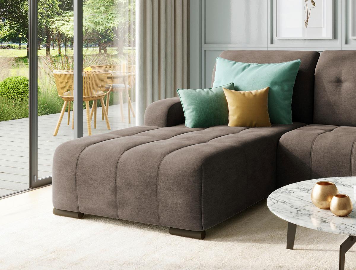 Wohnlandschaft Vicari Dunkelbraun Mikrofaser - Dunkelbraun/Schwarz, MODERN, Textil/Metall (292/185cm) - Livetastic