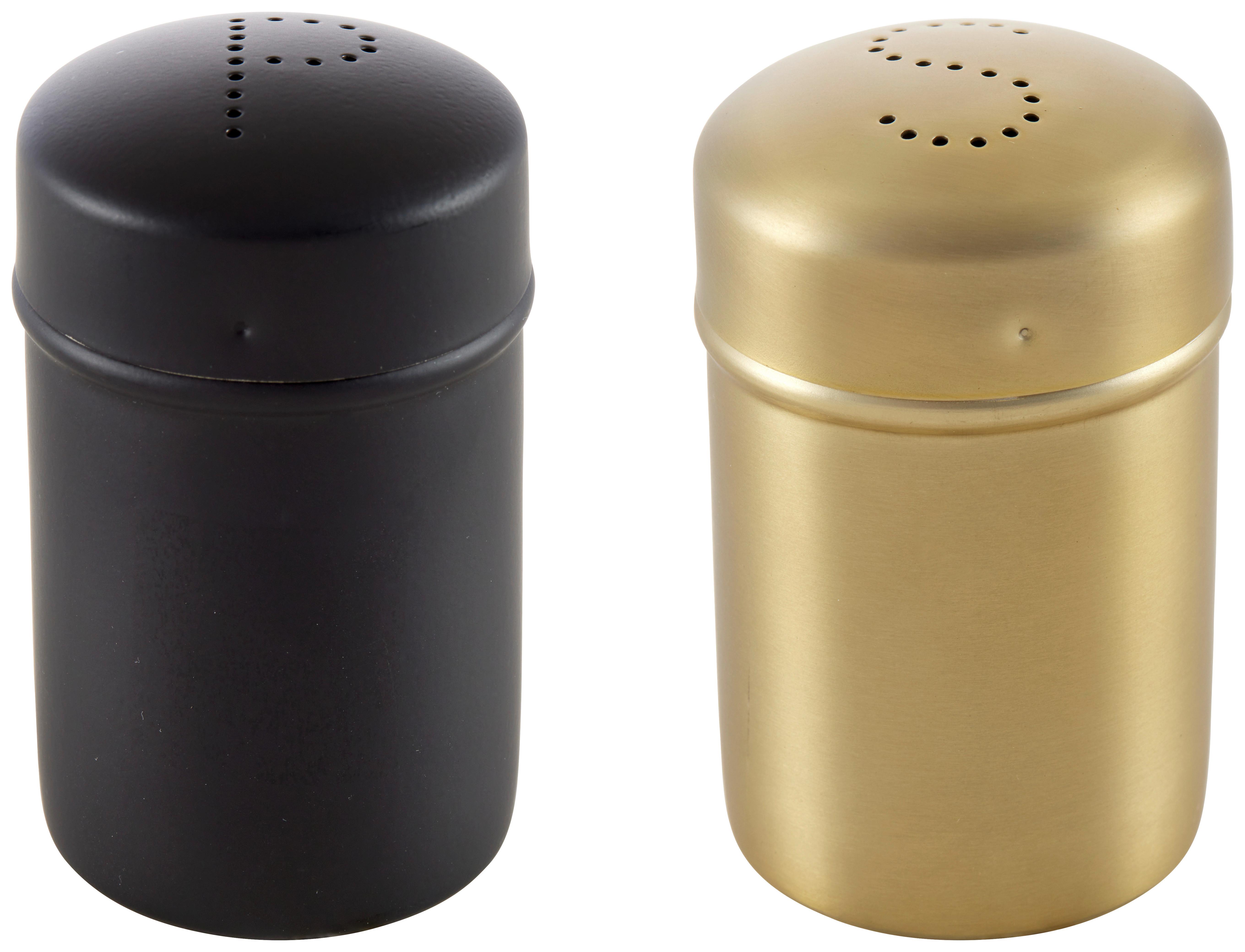 Salz- und Pfefferstreuer Glamour Schwarz/Goldfarben - Goldfarben/Schwarz, MODERN, Metall - Mömax