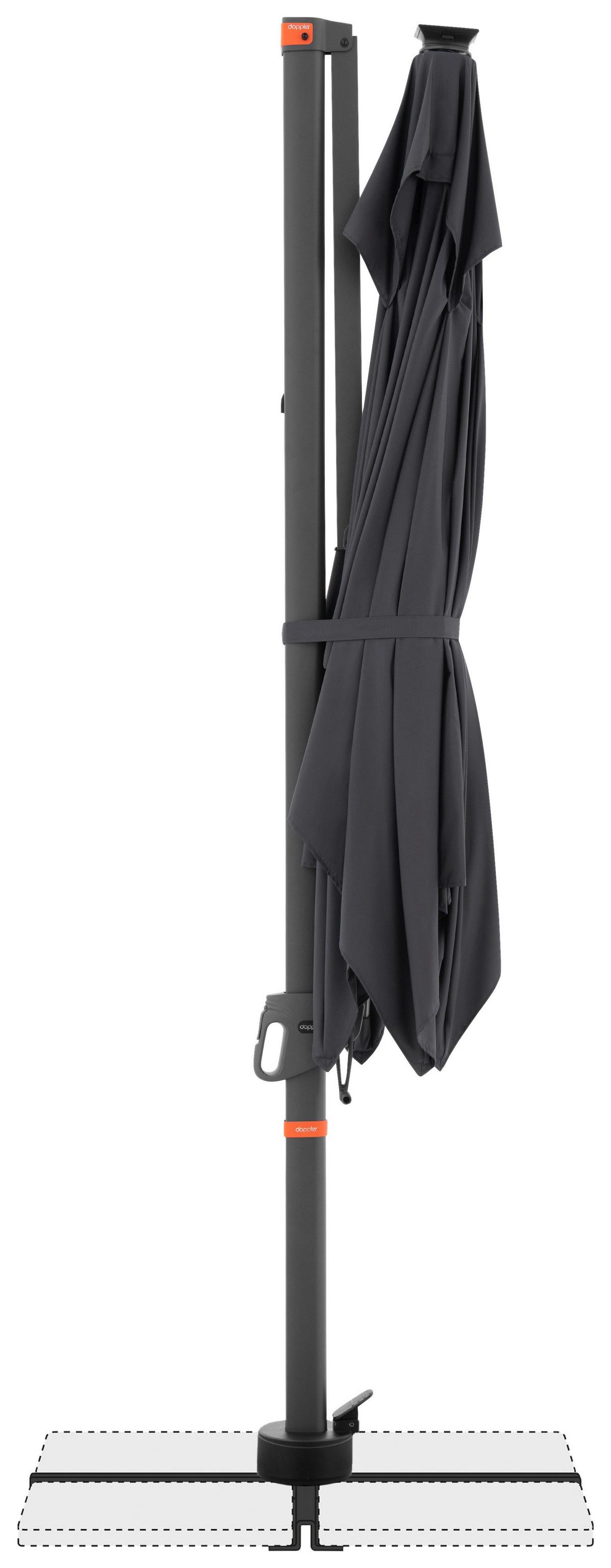 Ampelschirm Myzone LED Anthrazit ca. 300x220cm - Anthrazit, Basics, Textil/Metall (300/220cm) - Doppler