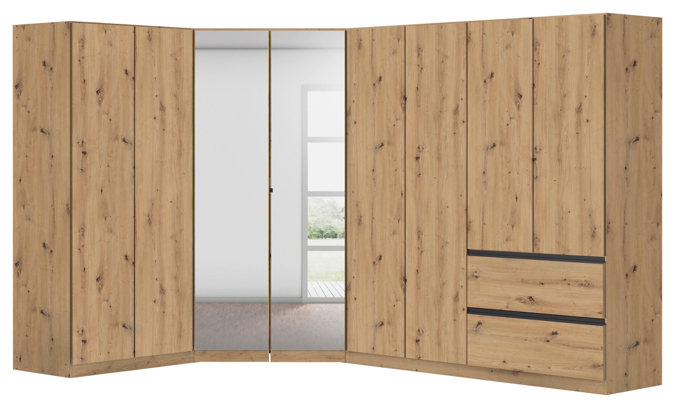 Kotna Omara Za Oblačila Costa, Barva Hrasta, Siva - barve kroma/siva, Moderno, leseni material (208/197/298cm) - Rauch Möbel