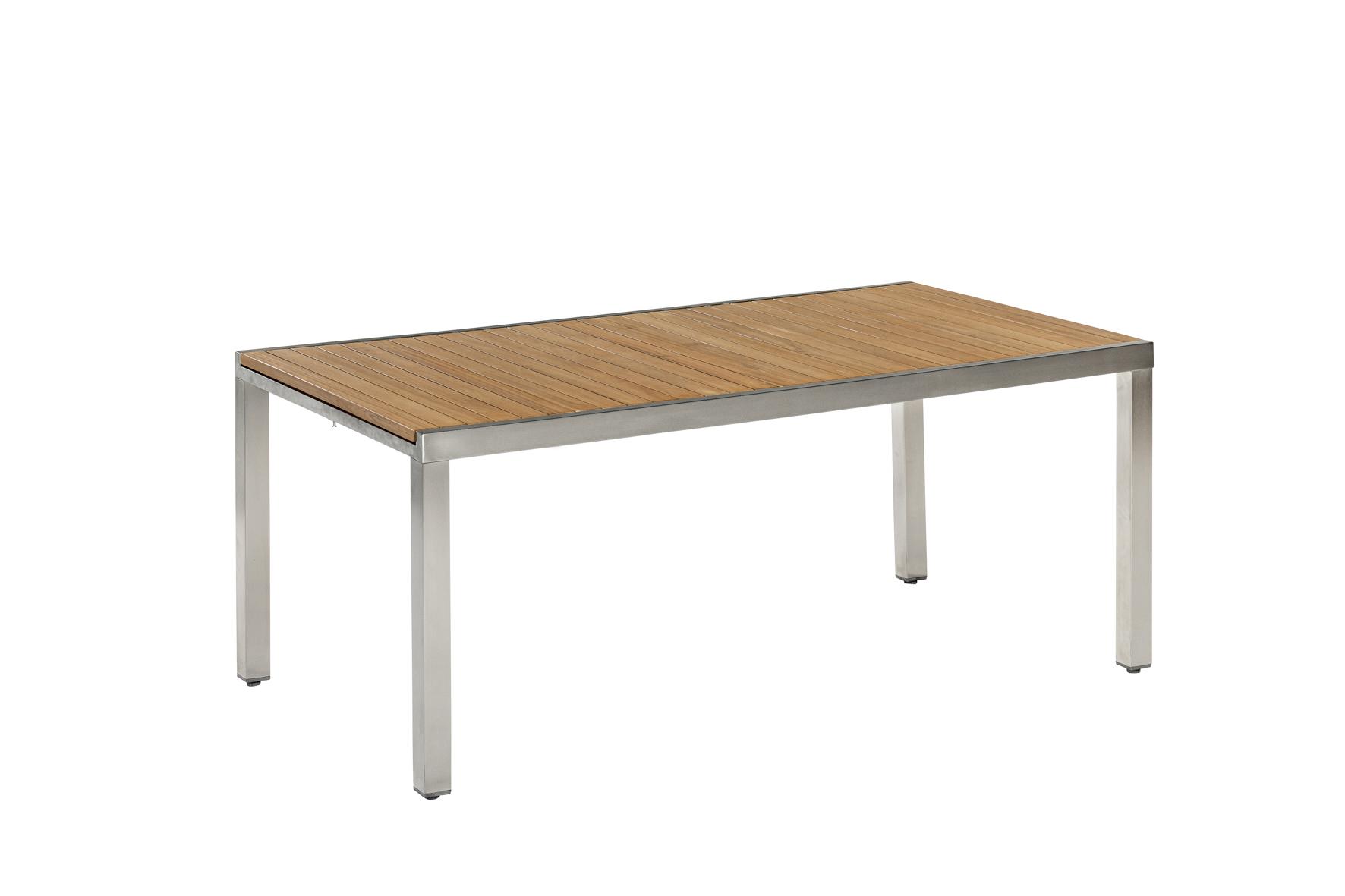 Gartentisch Keros Akazie ausziehbar ca. 240x100x74cm - Silberfarben/Akaziefarben, KONVENTIONELL, Holz/Metall (180-240/100/74cm) - Gardenson