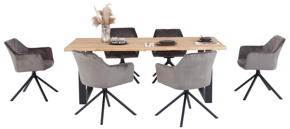 Masă WOOD 200 - culoare natur/negru, Konventionell, lemn/metal (200/75/100cm) - James Wood