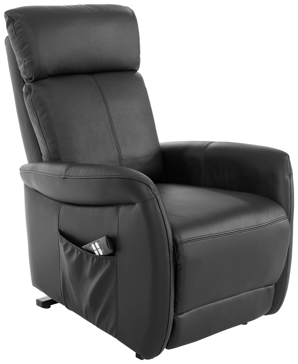 Tv Fotelj Hamilton, Usnje, Črna - črna, Konvencionalno, tekstil/usnje (74/108/90cm) - Modern Living