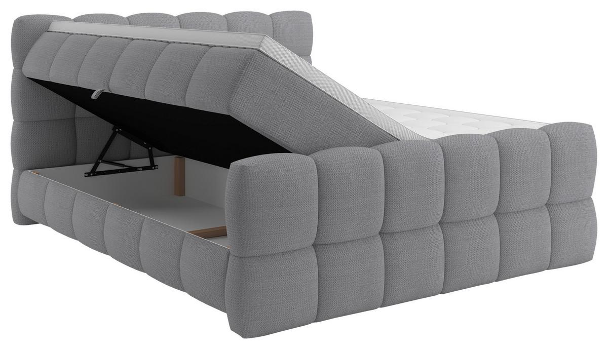 Boxspring Krevet Brisbane - siva/crna, Trend, drvni materijal/drvo (120/200cm) - Premium Living