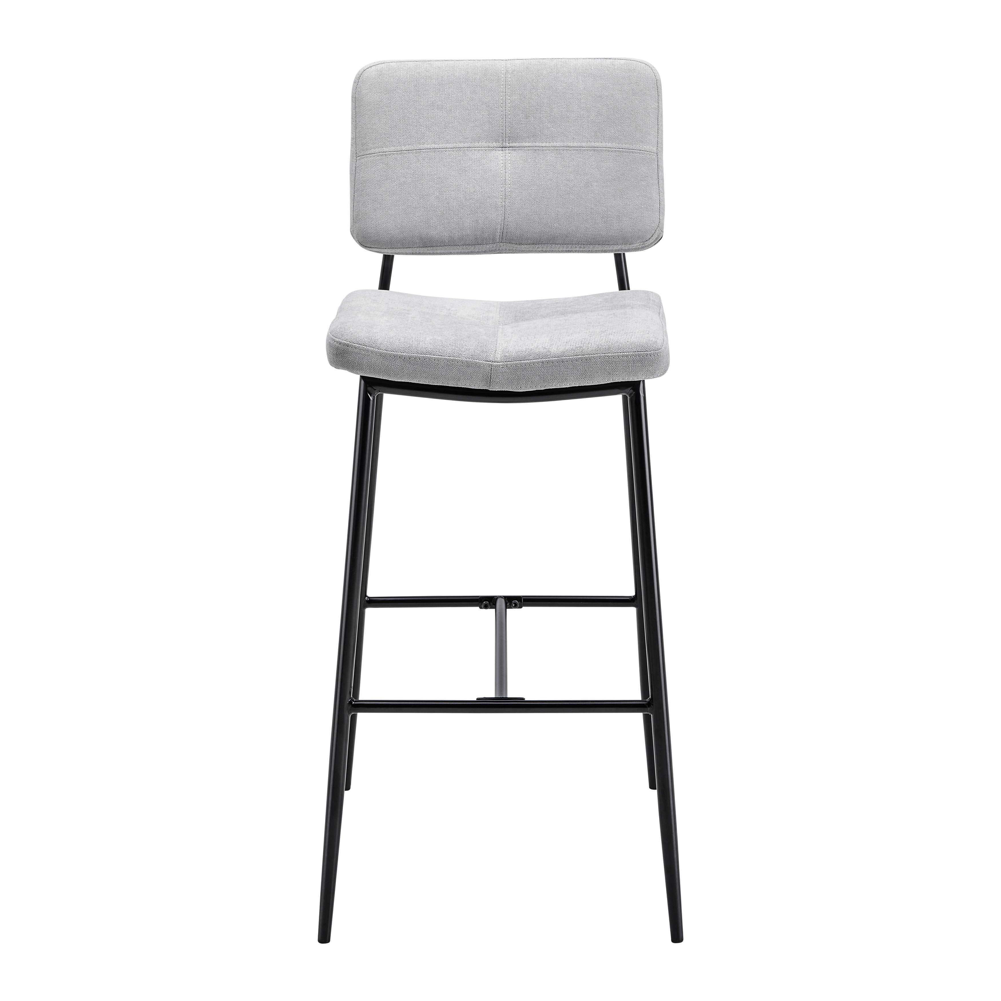 Barhocker "Neta", Webstoff, hellgrau, Gepolstert - Hellgrau/Schwarz, MODERN, Holz/Textil (45/103/52cm) - Bessagi Home