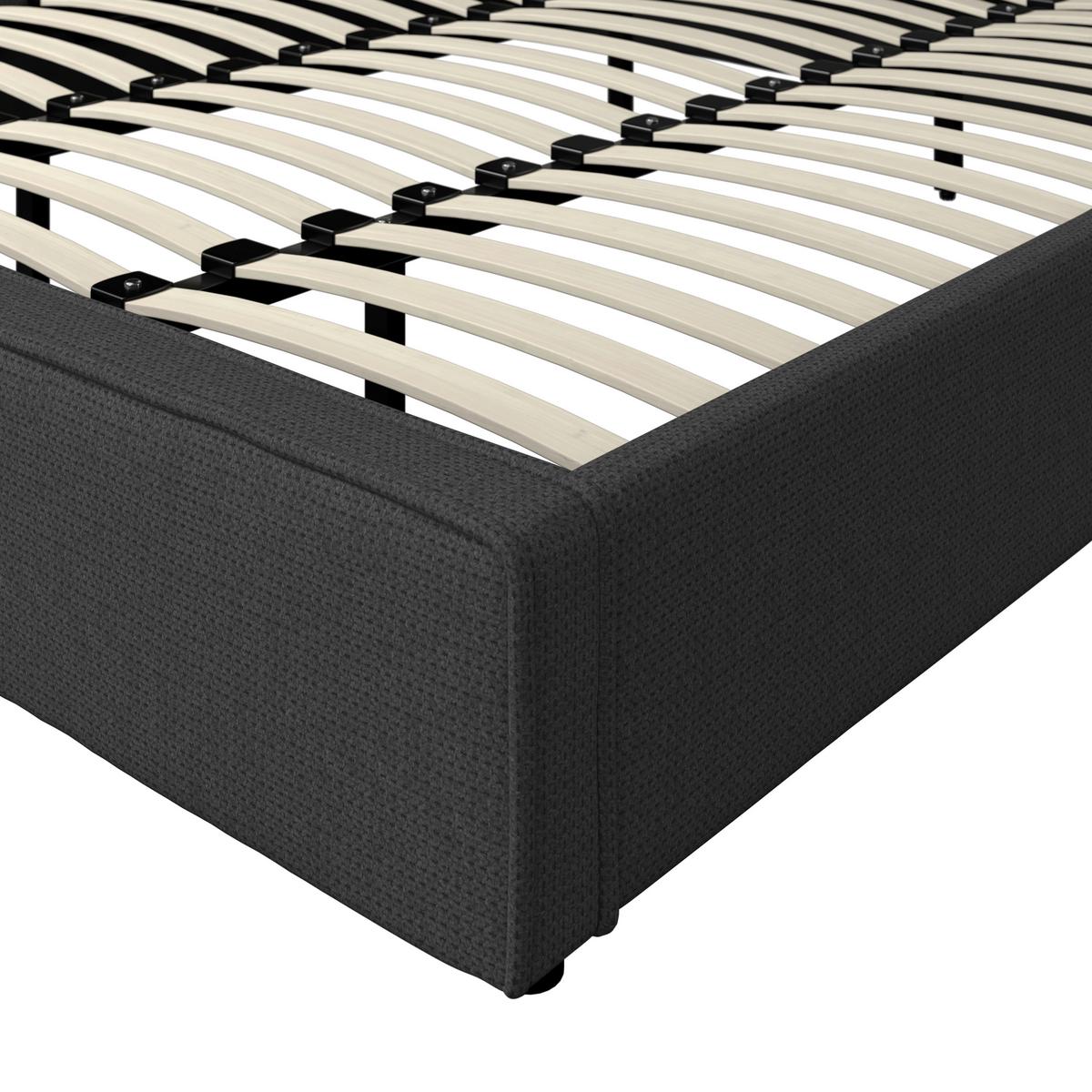 Polsterbett Gina Dunkelgrau ca. 180x200 cm Stauraum - Dunkelgrau/Schwarz, MODERN, Holz/Textil (180/200cm) - Bessagi Home