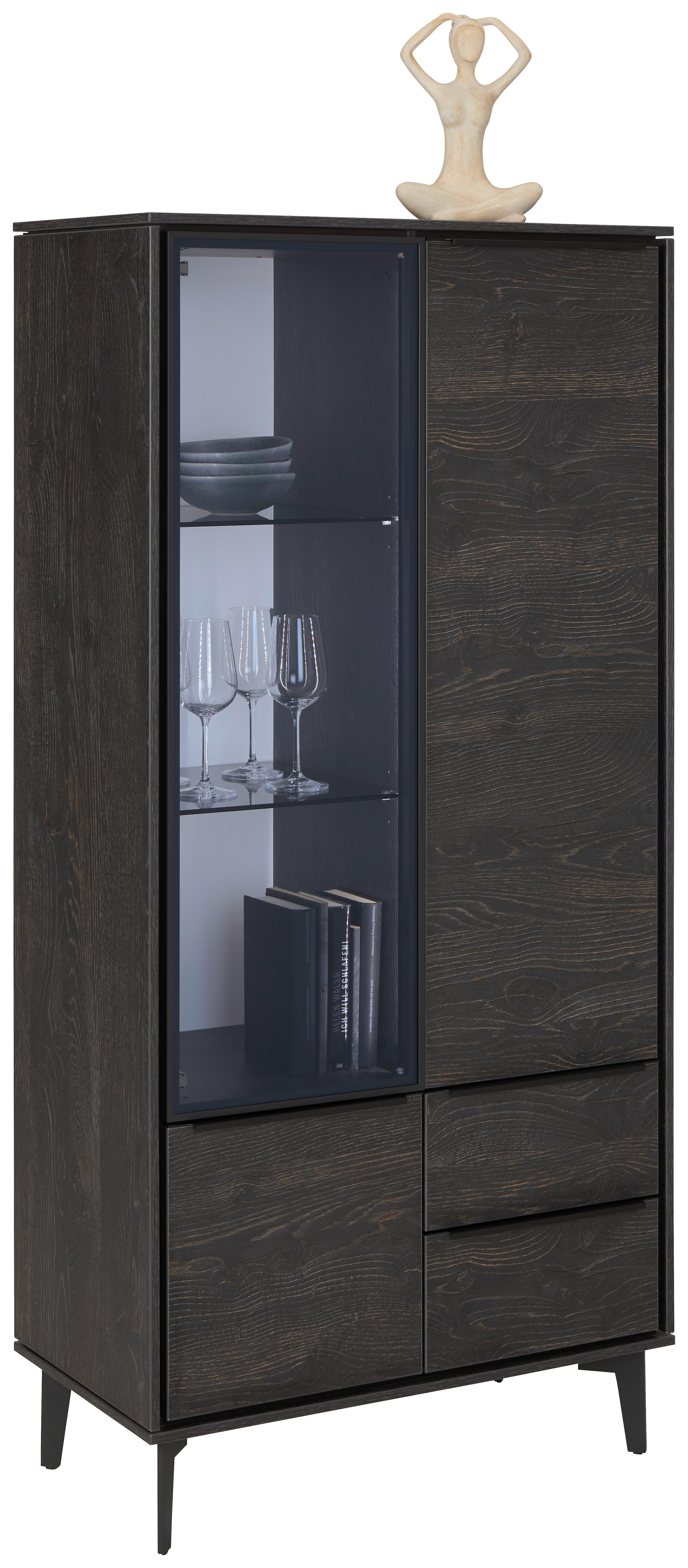 Vitrine in Anthrazit - Anthrazit/Schwarz, Modern, Glas/Holzwerkstoff (73/159/40cm) - Premium Living