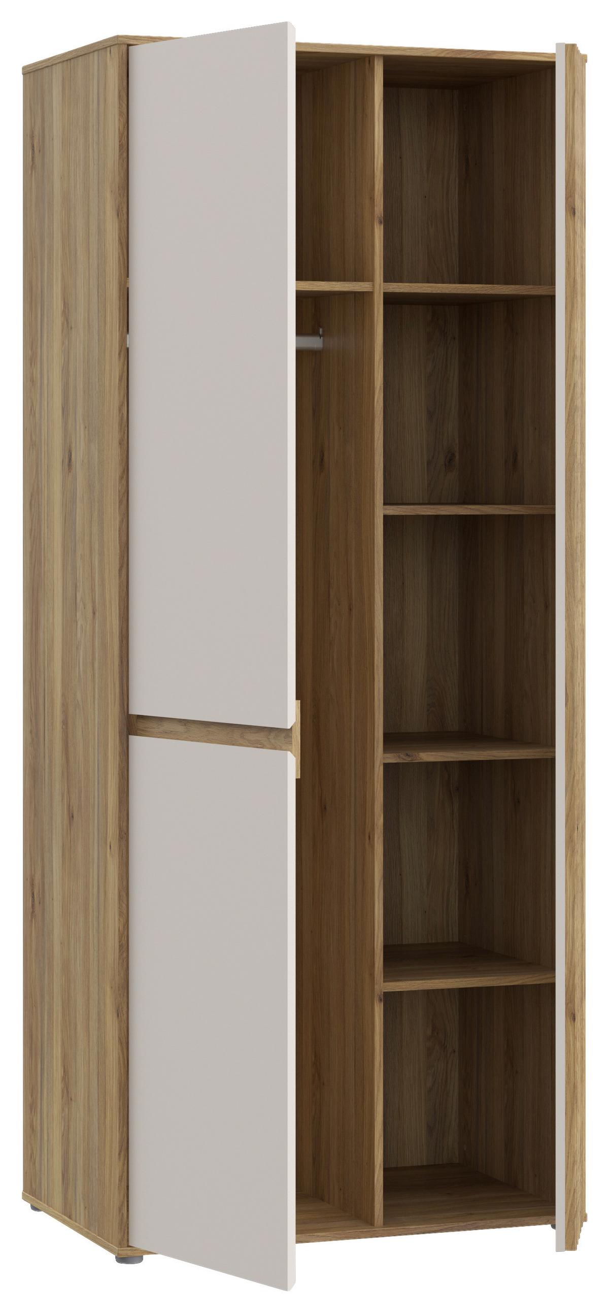 Comodă înaltă ELISTON - culoare lemn stejar/nisipiu, Natur, plastic/material pe bază de lemn (84/200,1/54cm) - Modern Living