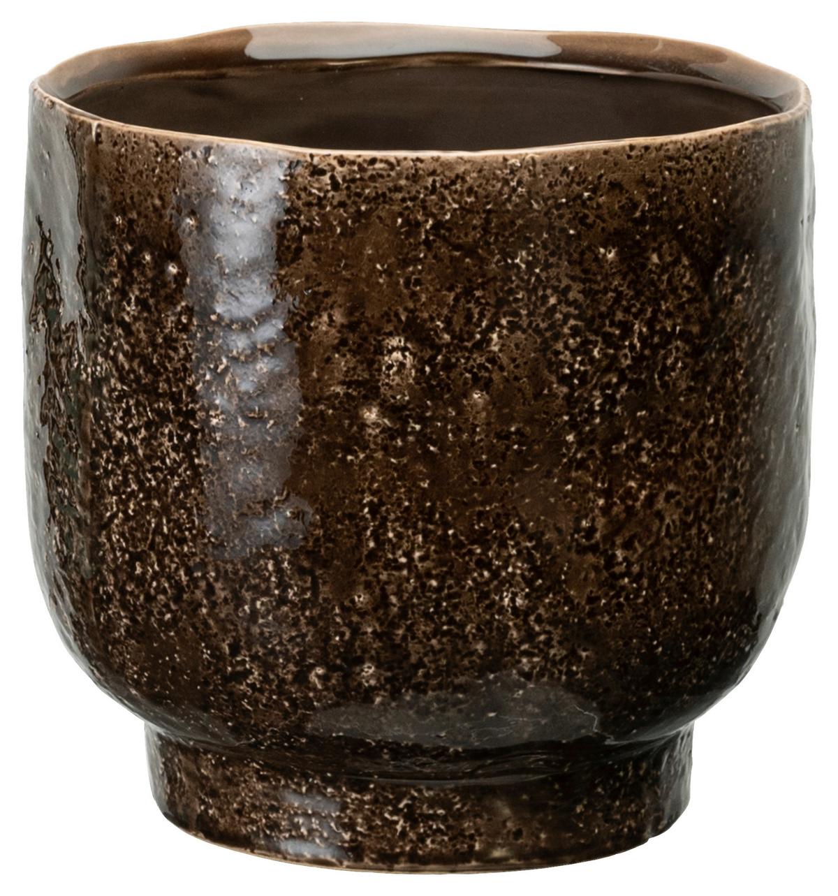 Kaspó Átm./ma.: Kb. 18/18,6cm Livi - sötétbarna, kerámia (18/18,6cm) - Premium Living