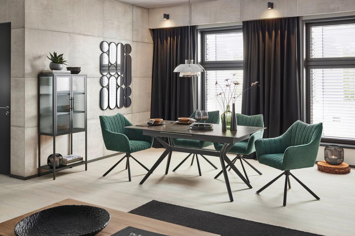 Karosszék Trient - olívazöld/fekete, Modern, textil/fém (62/87/65cm) - Premium Living