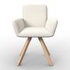 STOL MED ARMSTÖD MAIRO - bokfärgad/cremefärgad, Modern, trä/textil (61,5/86/58,5cm) - Bessagi Home