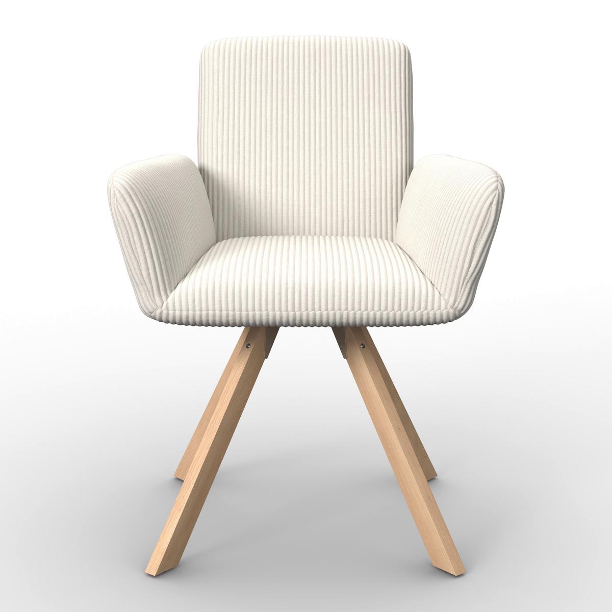 Armlehnstuhl Mairo Creme Cord Gepolstert - Buchefarben/Creme, MODERN, Holz/Textil (66cm) - Bessagi Home