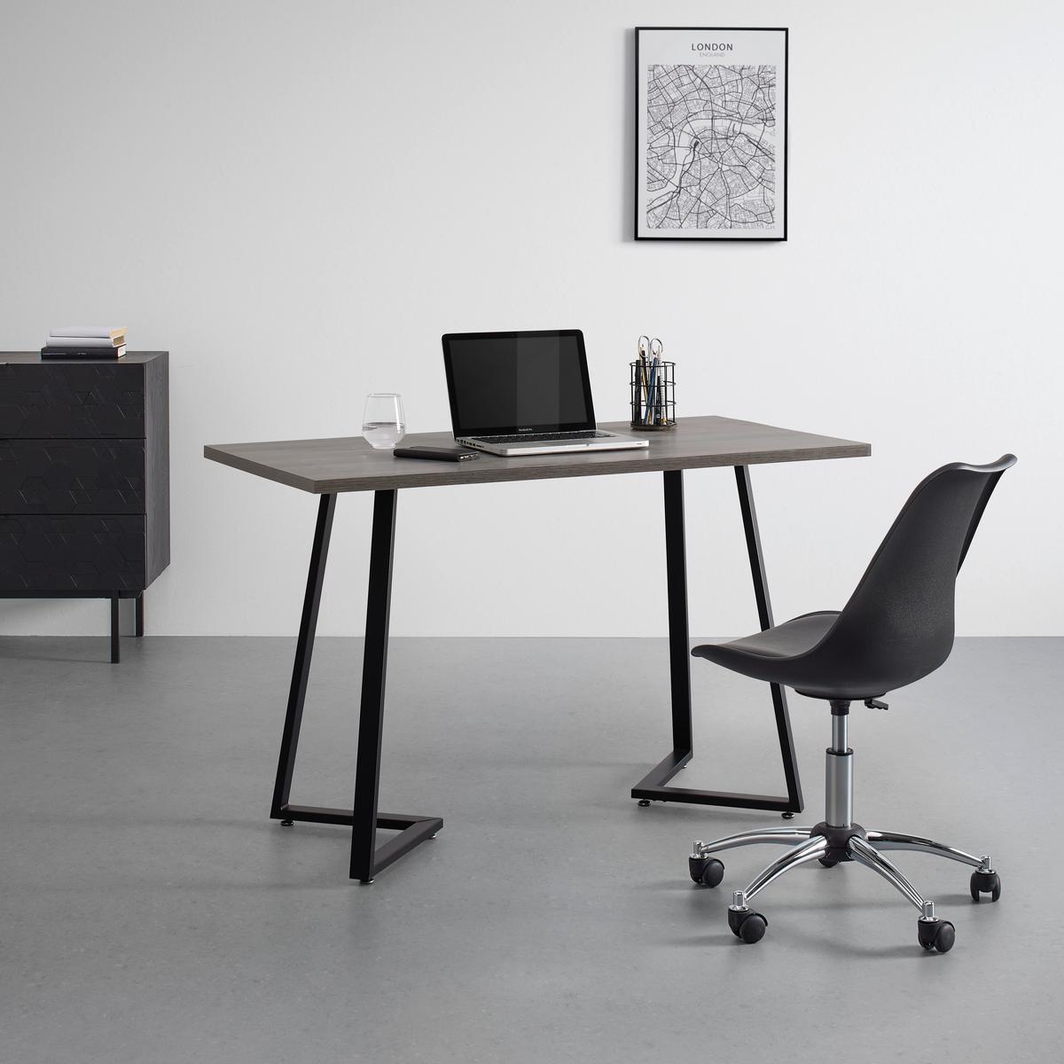 Schreibtisch Carolina Walnussfarben MDF ca.120x60 cm - Walnussfarben/Schwarz, MODERN, Metall (120/60/75cm) - Bessagi Home