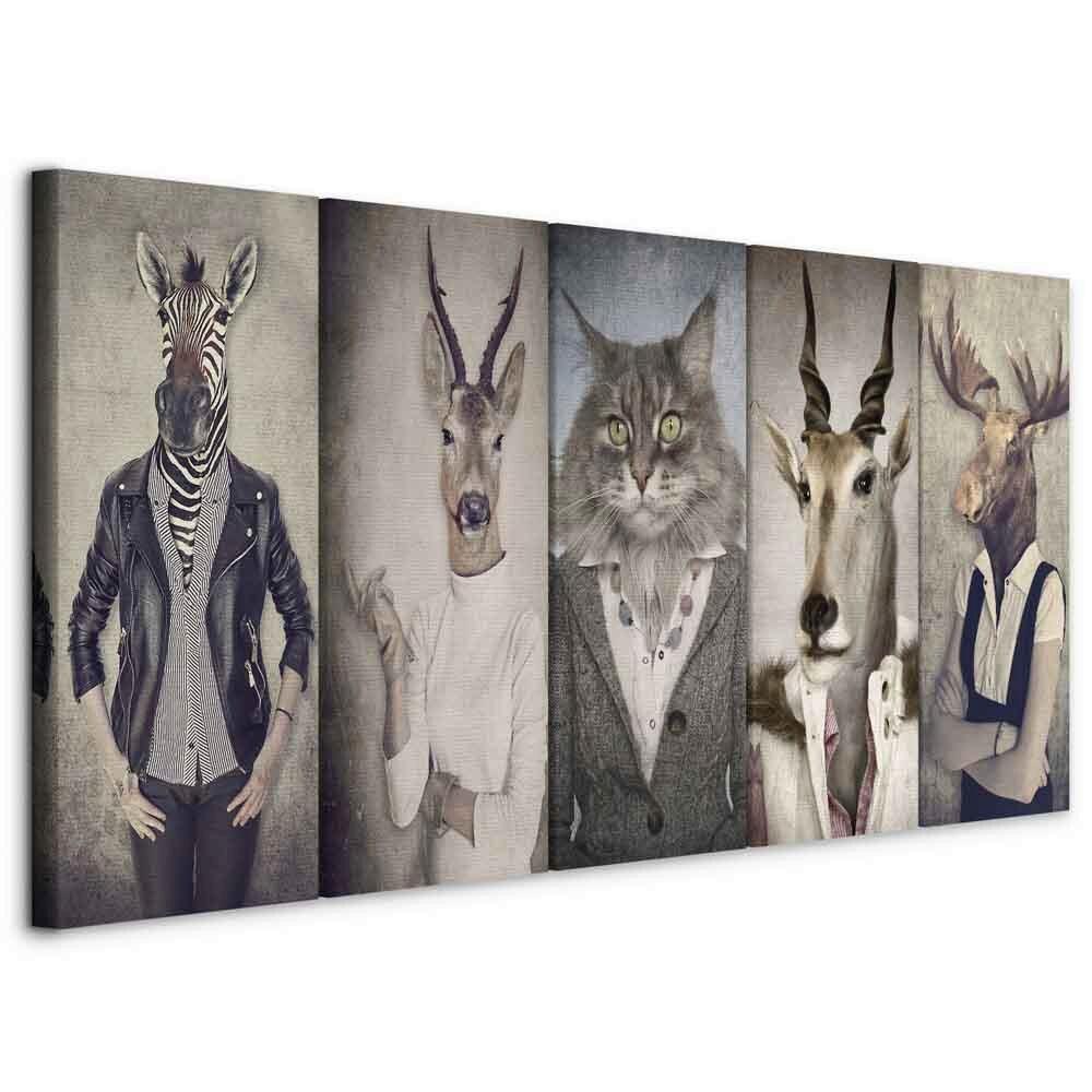 Slika Na Platnu Animal Masks I - večbarvno, Basics, tekstil/leseni material (200/80/1,2cm) - artgeist