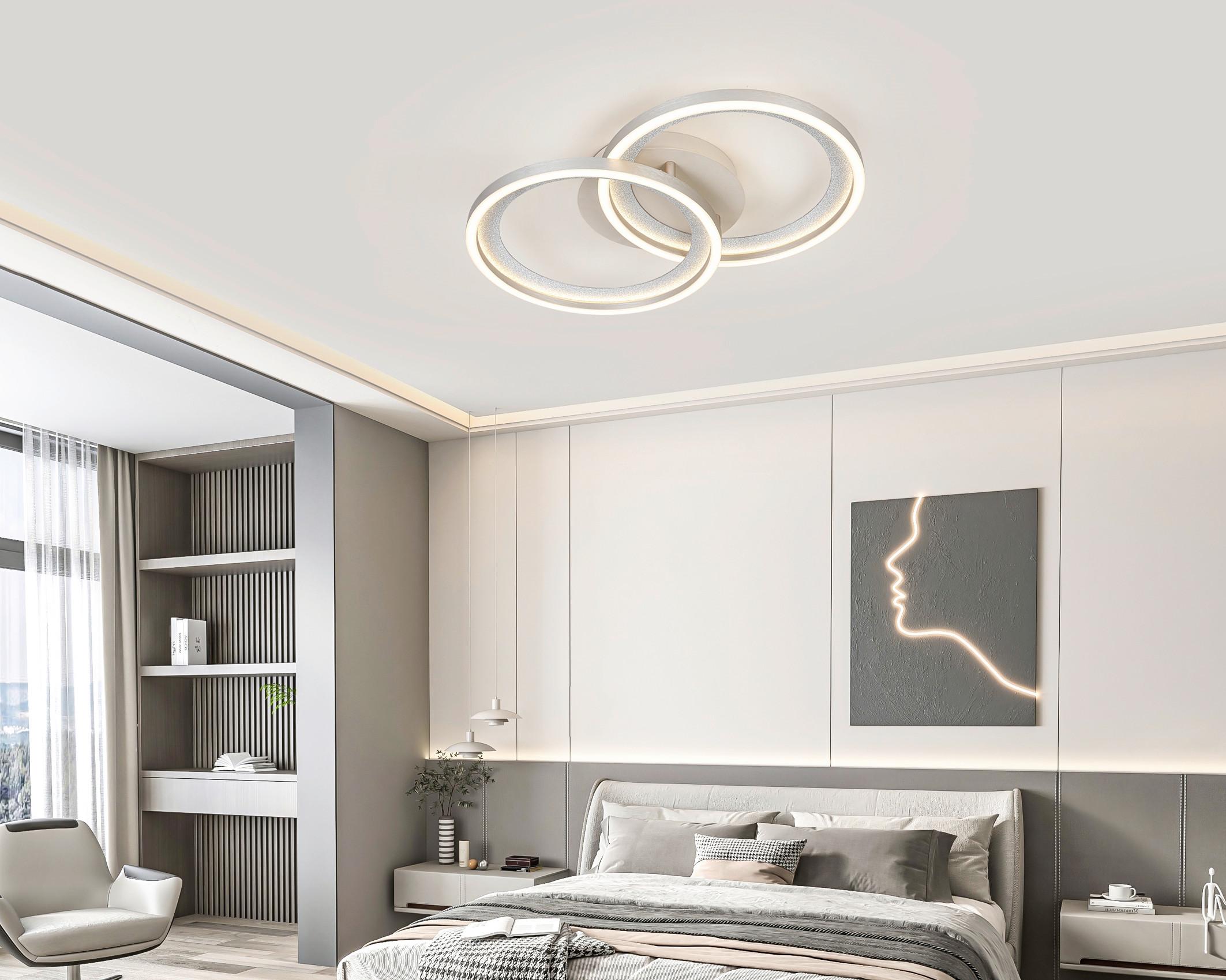LED-TAKLAMPA KRISTA - sandfärgad/champagne, Modern, metall/plast (53,5/33,5/7,5cm) - Mömax