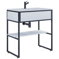 Kombiniran Umivalnik Bitila 80, Bela, Črna - črna/bela, Moderno, kovina/leseni material (80cm) - MID.YOU