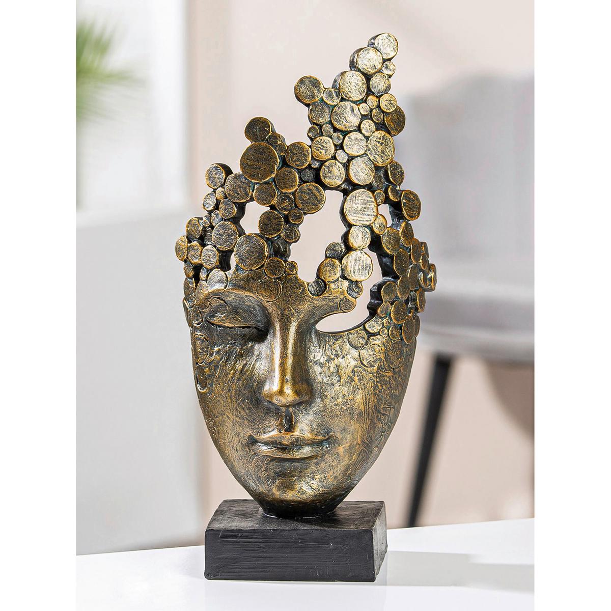 Skulptur Female Mask Bronzefarben - Bronzefarben, Basics, Kunststoff (19,5/36/15cm)
