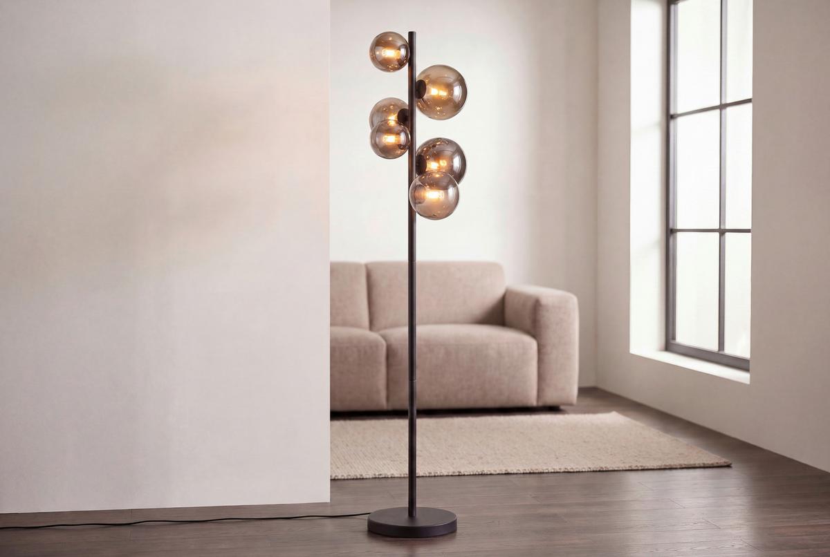 LAMPA STOJĄCA LED VILLA - czarny, Design, metal/szkło (28,5/155cm) - Dieter Knoll