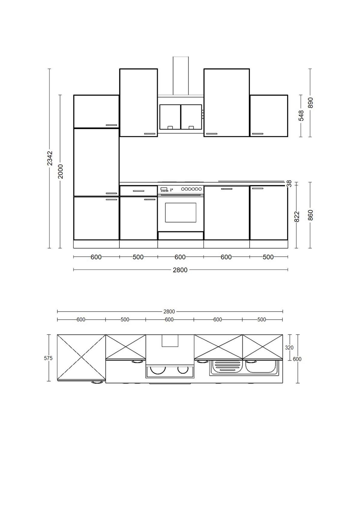 Kuhinjski Blok Z Aparati Nepal, Kašmir, Barva Hrasta - barve nerjavečega jekla/kašmir, Basics, kovina/leseni material (280cm) - FlexWell