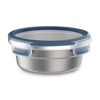 POJEMNIK NA ŻYWNOŚĆ N1150200 - kolor stalowy/przezroczysty, Basics, tworzywo sztuczne/metal (17,2/17,2/6,5cm) - Emsa
