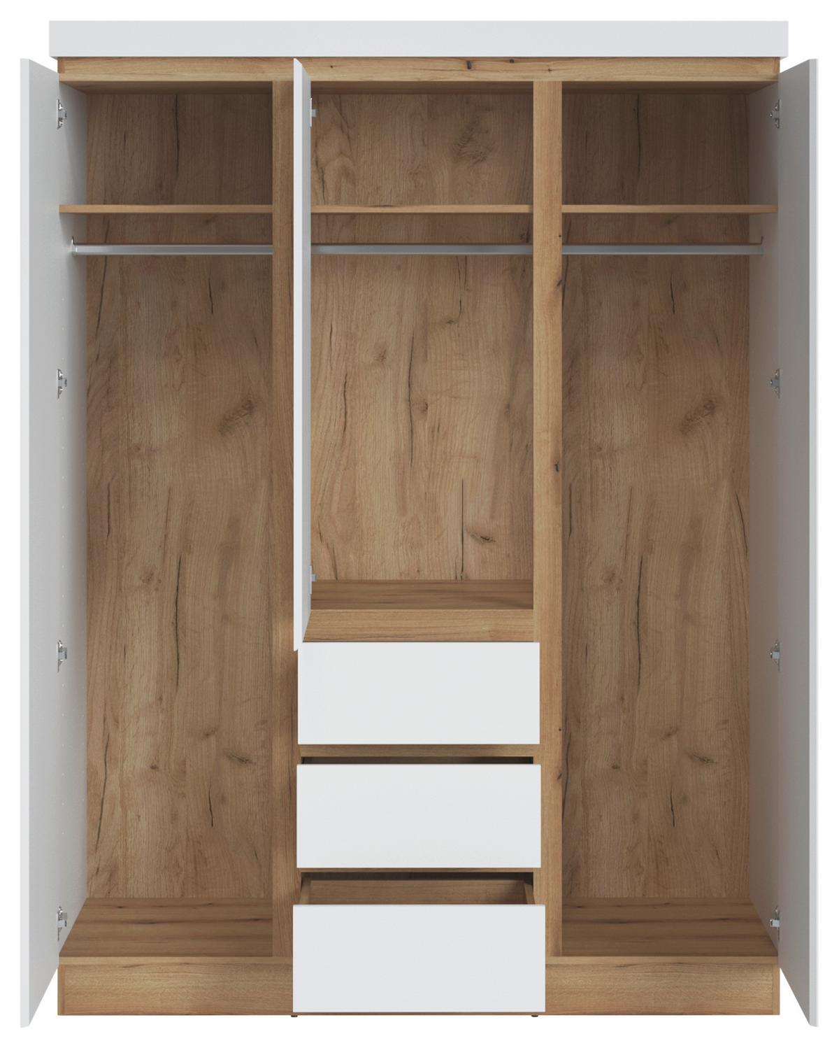 Ormar S Klasičnim Vratima Calabria - bijela/boje hrasta, Moderno, drvni materijal (157,4/211,6/60cm) - Modern Living