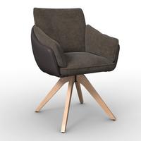 Armlehnstuhl Alja Braun Bouclé/Mikrofaser Drehbar - Buchefarben/Braun, MODERN, Holz/Textil (66/89/62cm) - Bessagi Home