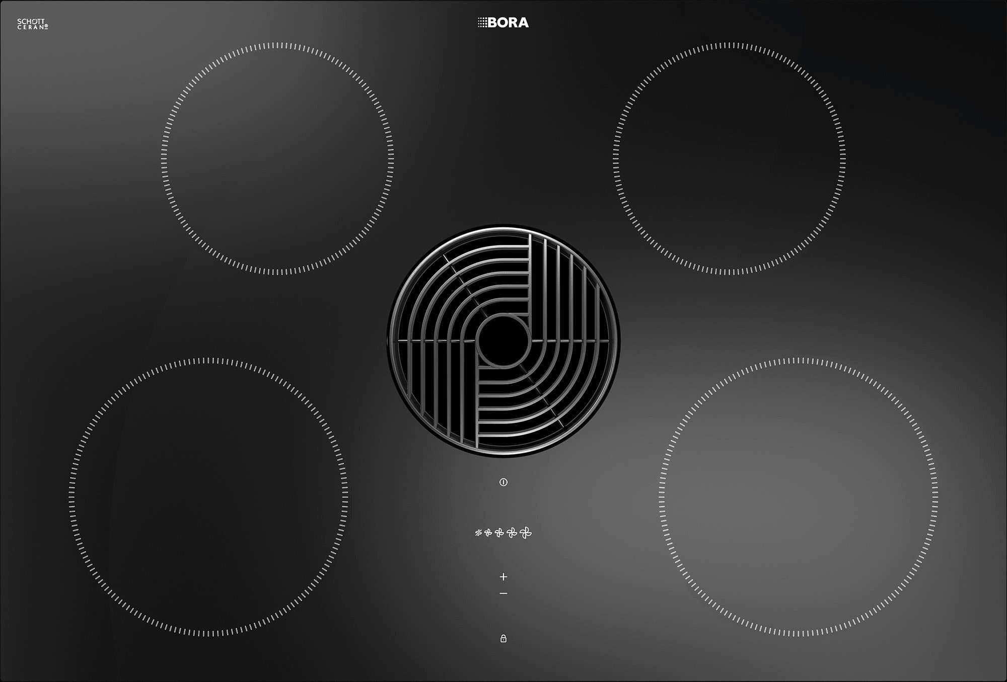 Kochfeld-Dunstabzug-Kombi E80NUE02 - Schwarz, Basics, Glas/Metall (76/19,9/51,5cm) - Bora