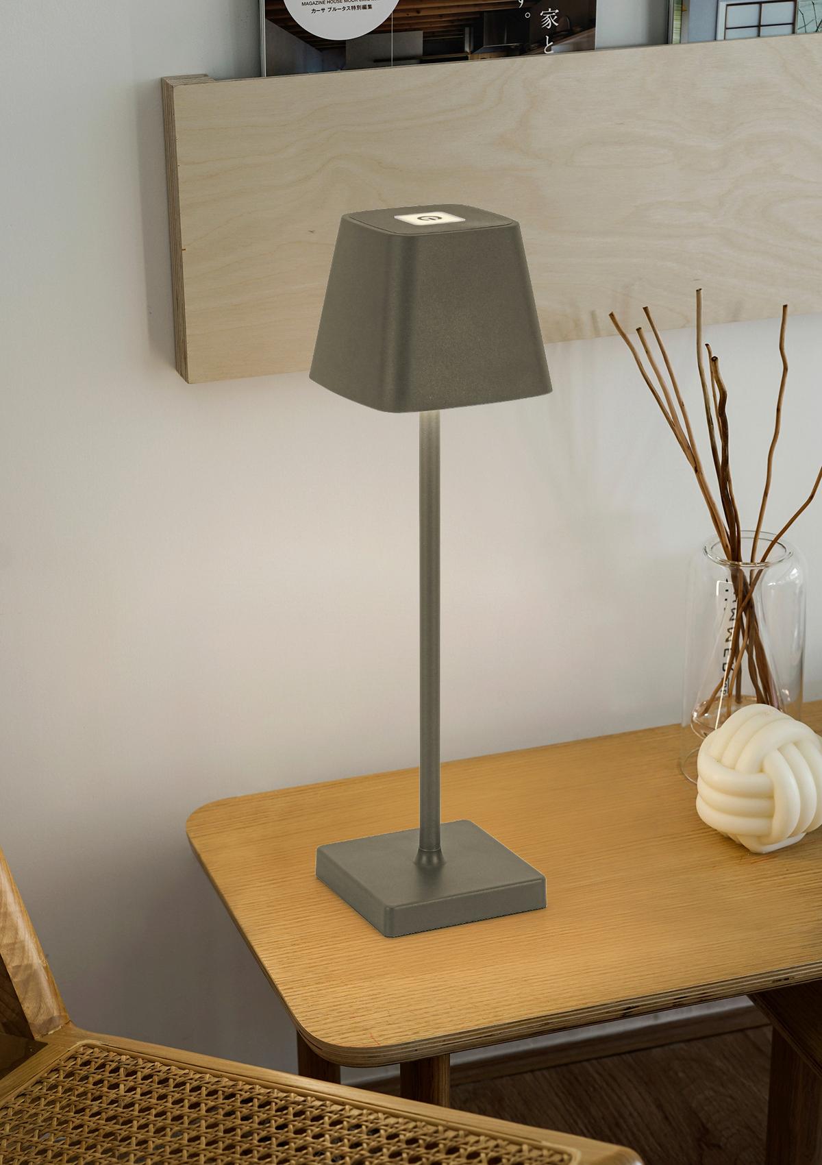 LAMPA STOŁOWA Z AKUMULATOREM LINO *SBN* - szary, Design, tworzywo sztuczne/metal (10/38cm) - Novel