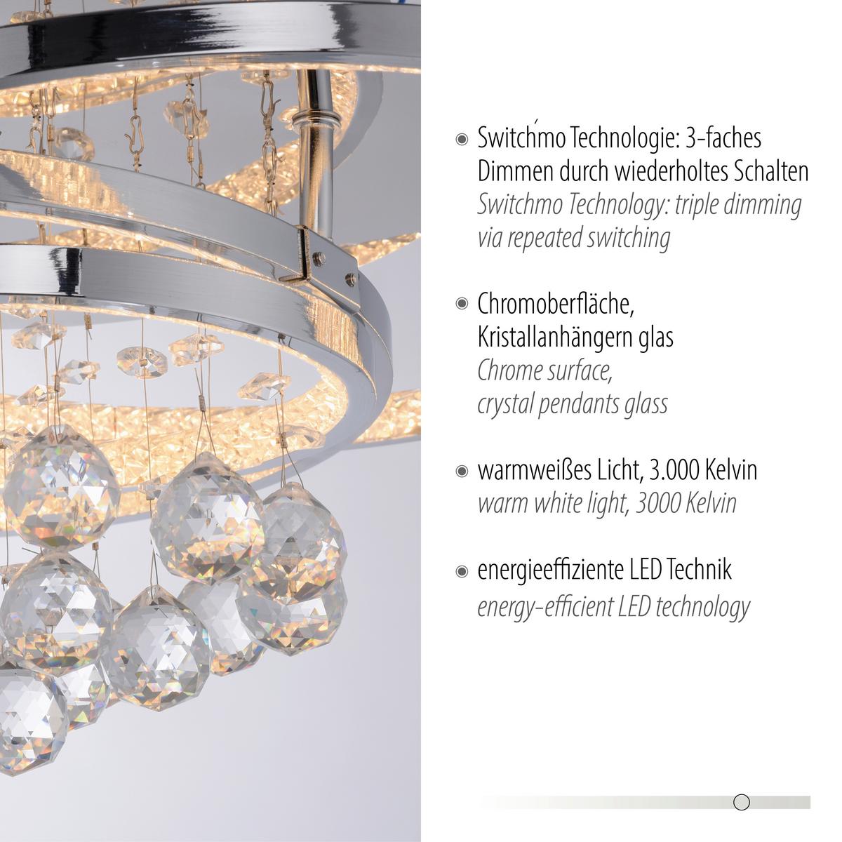 LAMPA SUFITOWA LED 6267-17 ROTAZO - kolor chromowy, Design, metal/szkło (45/33/22cm) - Paul Neuhaus