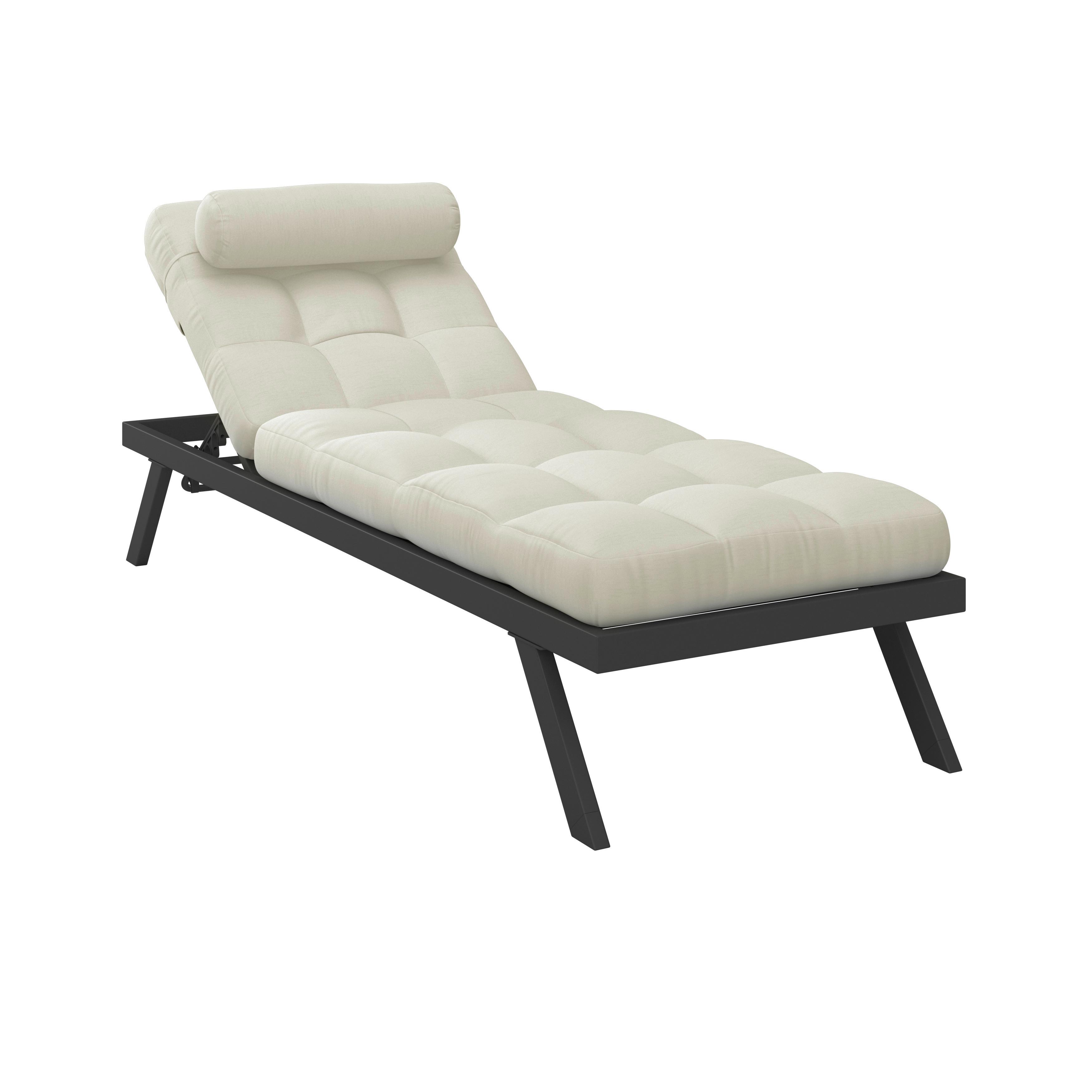 Gartenliege Avola Creme Outdoorstoff/Metall +Abdeckung - Creme/Weiß, MODERN, Textil/Metall (199/31/68cm) - Bessagi Garden