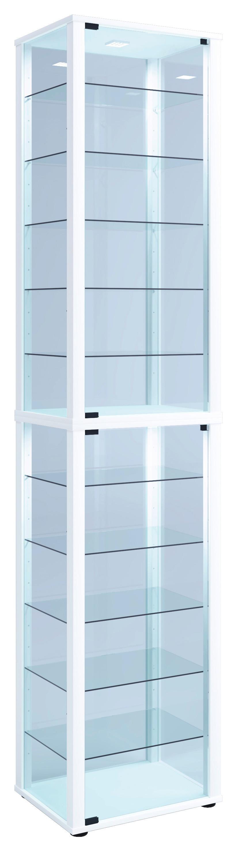 Vitrina Kavisa, Bela - črna/bela, Moderno, umetna masa/steklo (50/227/38cm) - MID.YOU