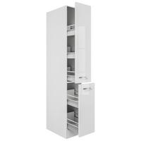 Apothekerschrank ''Alba'', Weiß - Edelstahlfarben/Weiß Hochglanz, MODERN, Holzwerkstoff/Metall (30/200/57cm) - FlexWell